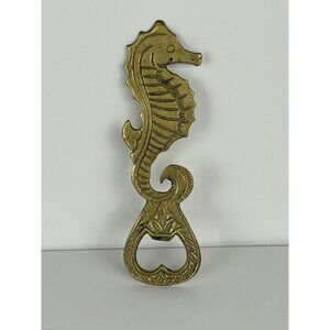 Vintage‎ Sea Horse Bottle Opener Solid Brass Metal Mermaid Core Barware